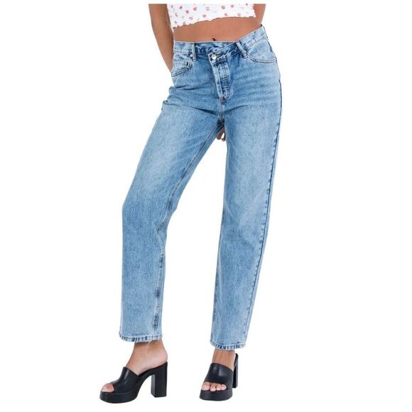 NWT Princess Polly Holly asymmetric straight leg‎ Jean light wash women’s size 2 - Picture 1 of 5